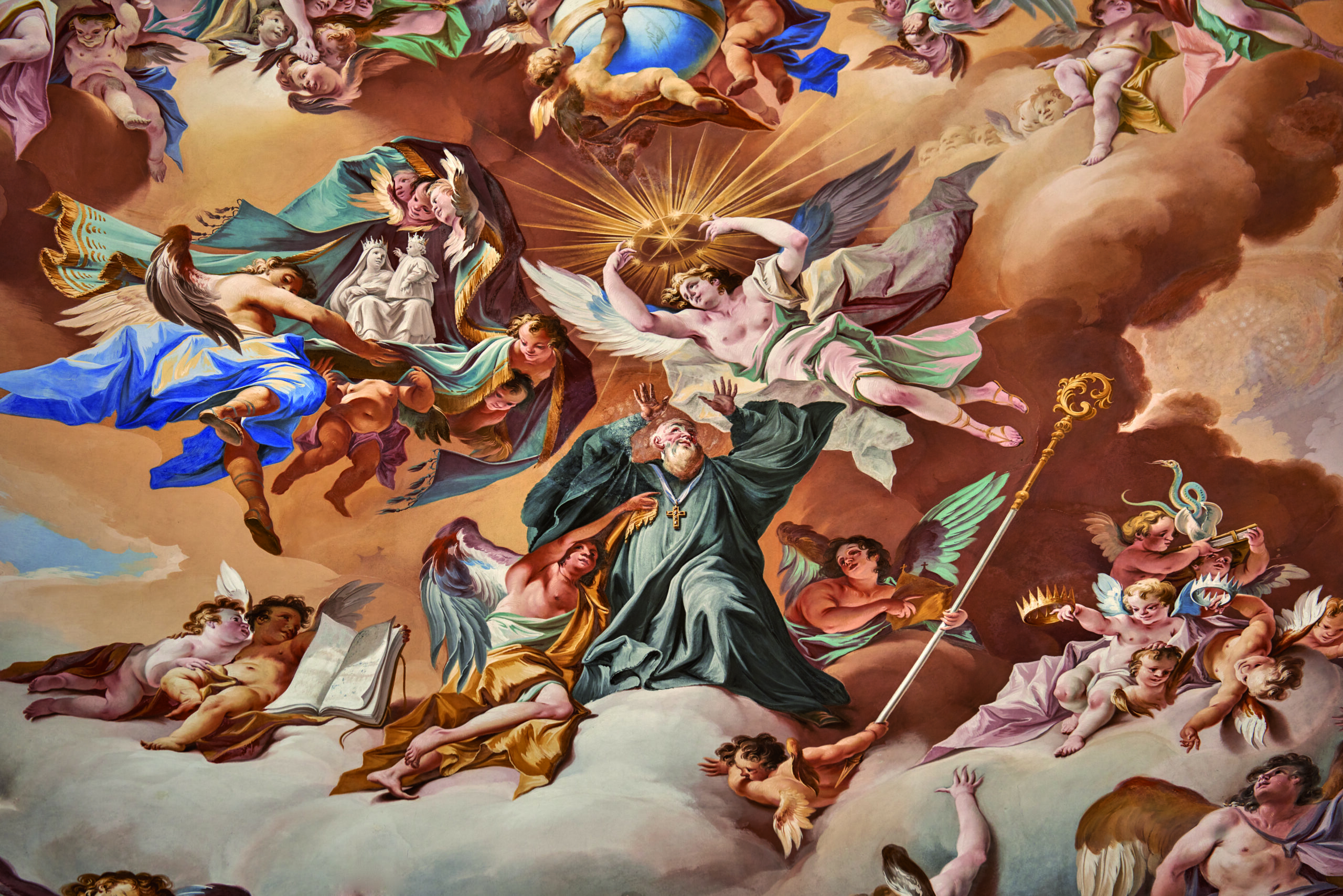 Kloster Ettal, großes Kuppelfresko, Detail, Johann Jakob Zeiller